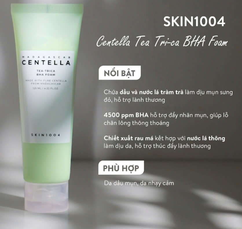 Bộ 3 xanh lá cho da dầu mụn  Skin1004 Madagascar Centella Tea Tri-ca