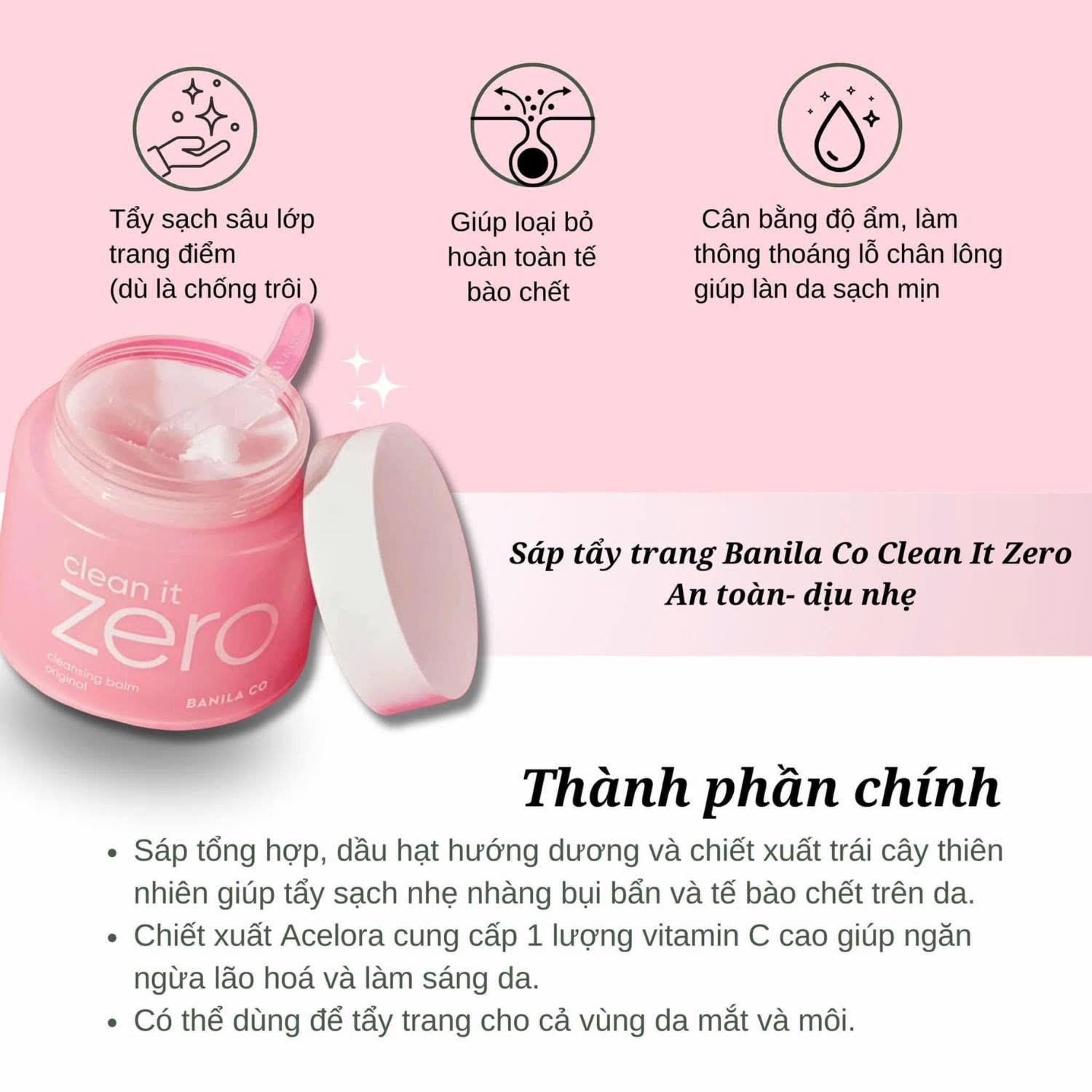 Tẩy trang dễ dàng, nhanh gọn mà vẫn đảm bảo sạch sâu với Sáp tẩy trang Banila.co Clean It Zero