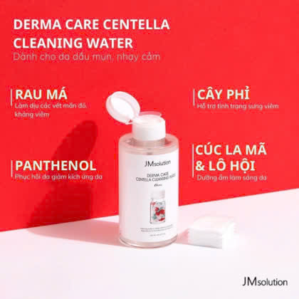 Nước tẩy trang JMsolution Derma Care Centella Cleansing Water giúp loại bỏ lớp trang điểm và làm sạch da 500ml