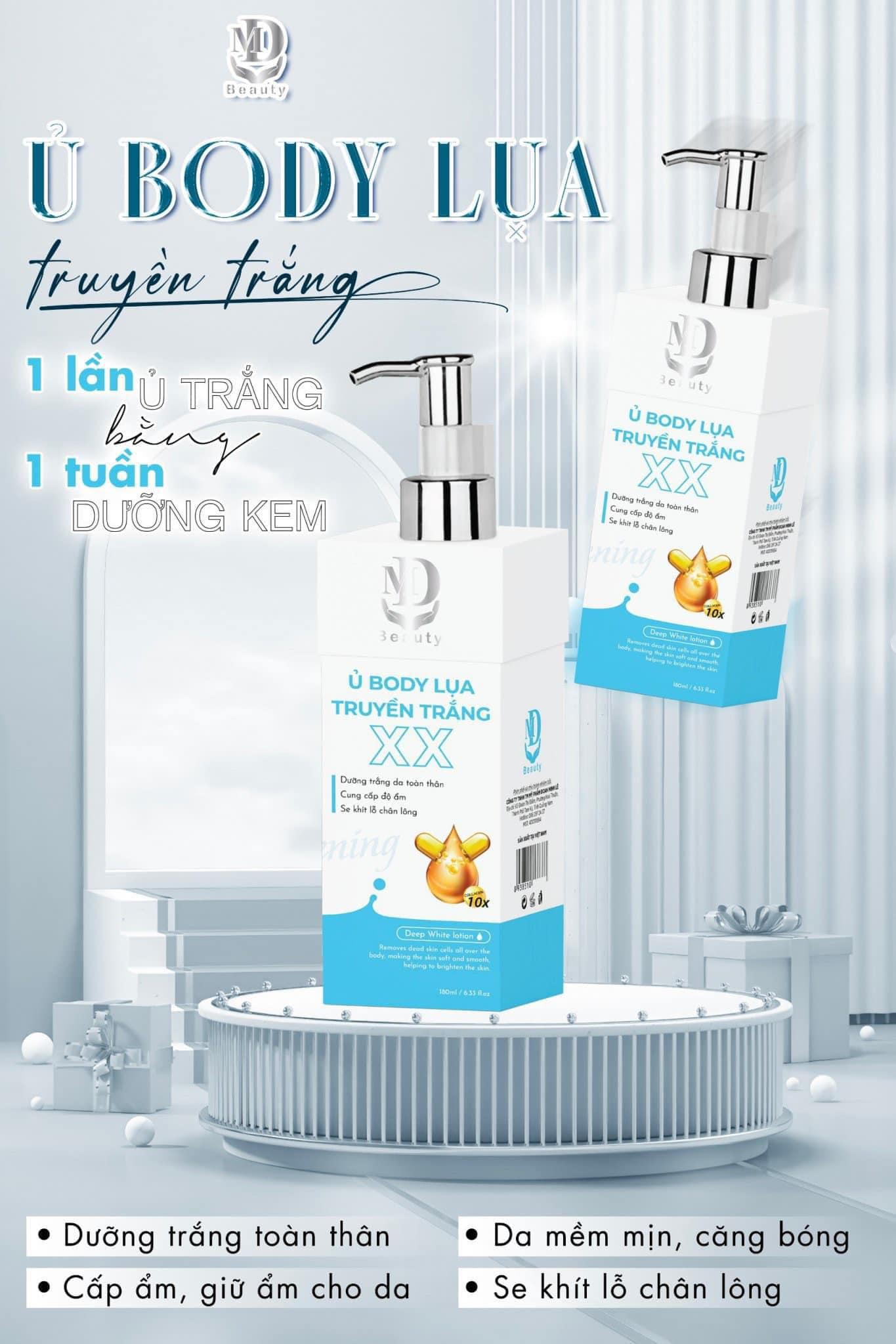 Kem Ủ Trắng Body Lụa MD Beauty Deep White Lotion 250ml