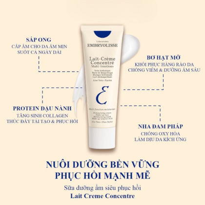 Sữa Dưỡng Ẩm Embryolisse Siêu Phục Hồi Da 75ml Lait-Crème Concentré