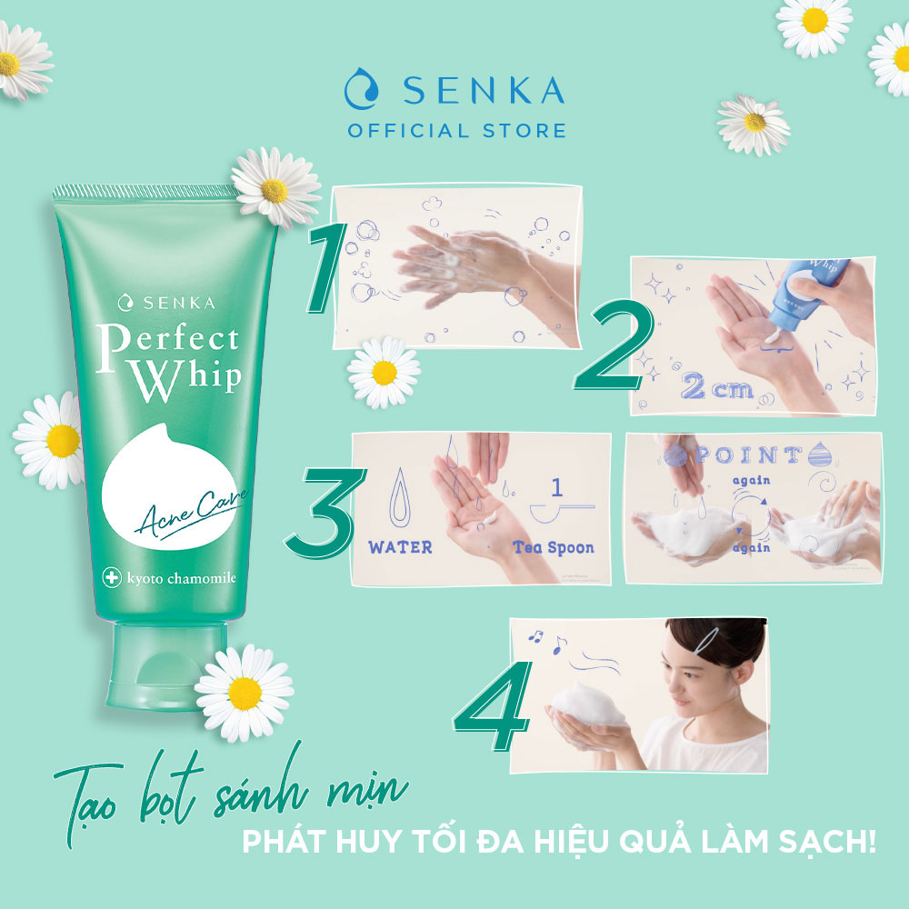 Sữa Rửa Mặt Senka Perfect Whip Acne Care Dành Cho Da Mụn 100g