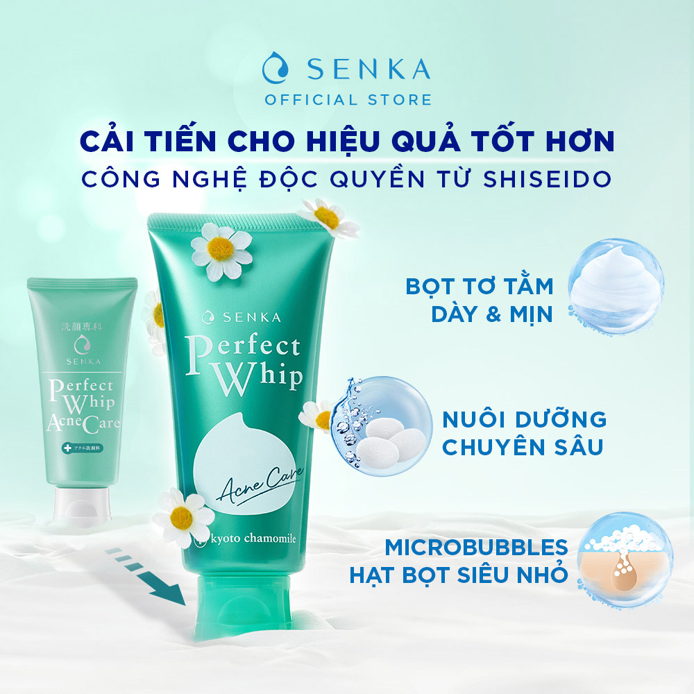 Sữa Rửa Mặt Senka Perfect Whip Acne Care Dành Cho Da Mụn 100g