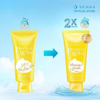 Senka đã cho ra mắt Sữa Rửa Mặt Làm Sáng Da Senka Perfect Whip Vitamin C Poreless Glow 100g