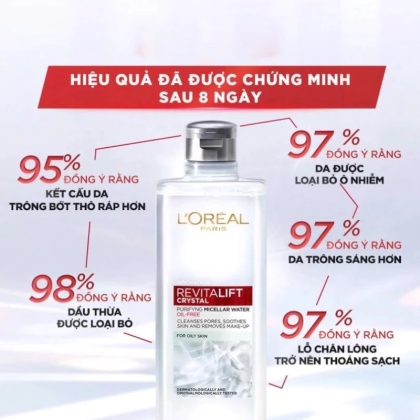 Nước Tẩy Trang Dành Cho Da Dầu L’oreal Revitalift Crystal Purifying Micellar Water For Oily Skin