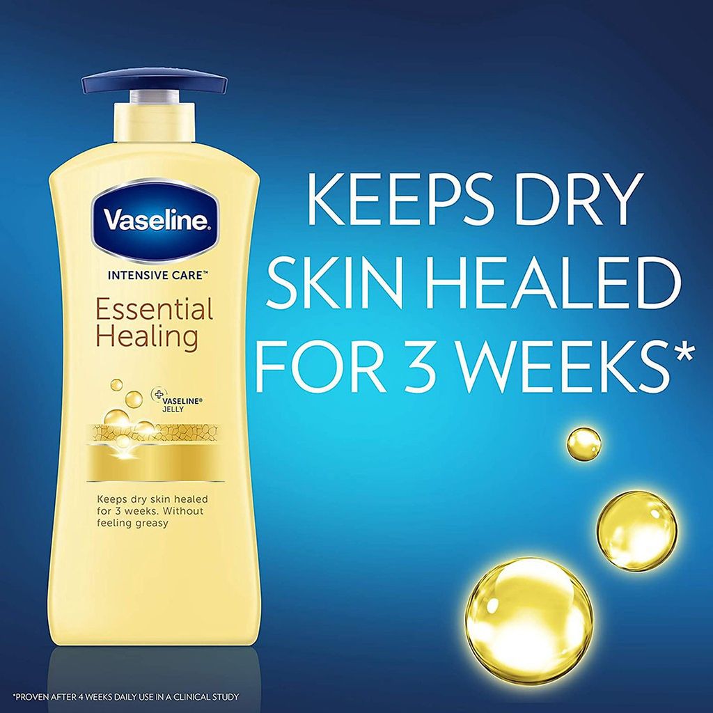 Sữa Dưỡng Thể Vaseline Intensive Care Essential Healing 725ml Vàng Nắp Xanh