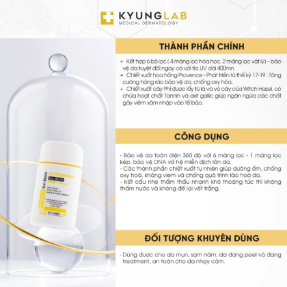 Kyung Lab Kem chống nắng UV Protection Sun Block 50ml giúp ngăn ngừa các chất gây viêm xâm nhập vào tế bào