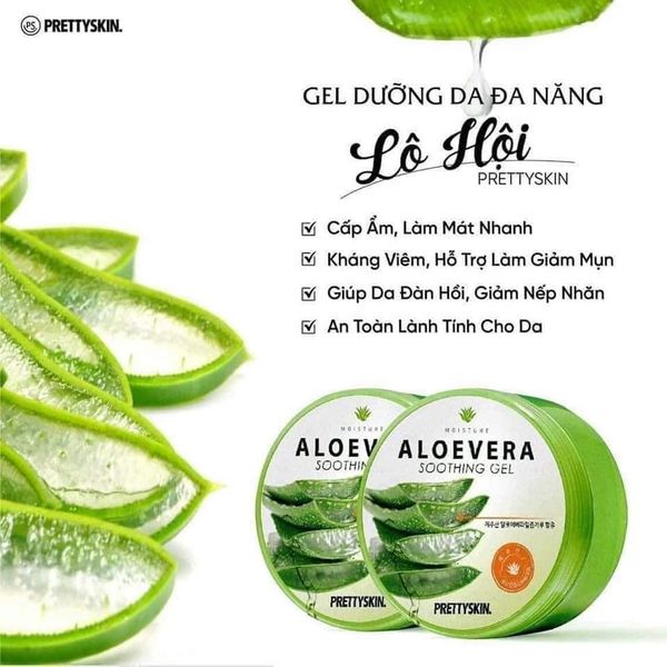 Gel Dưỡng Da Đa Năng Prettyskin Chiết Xuất Lô Hội Aloevera Soothing Gel 300ml