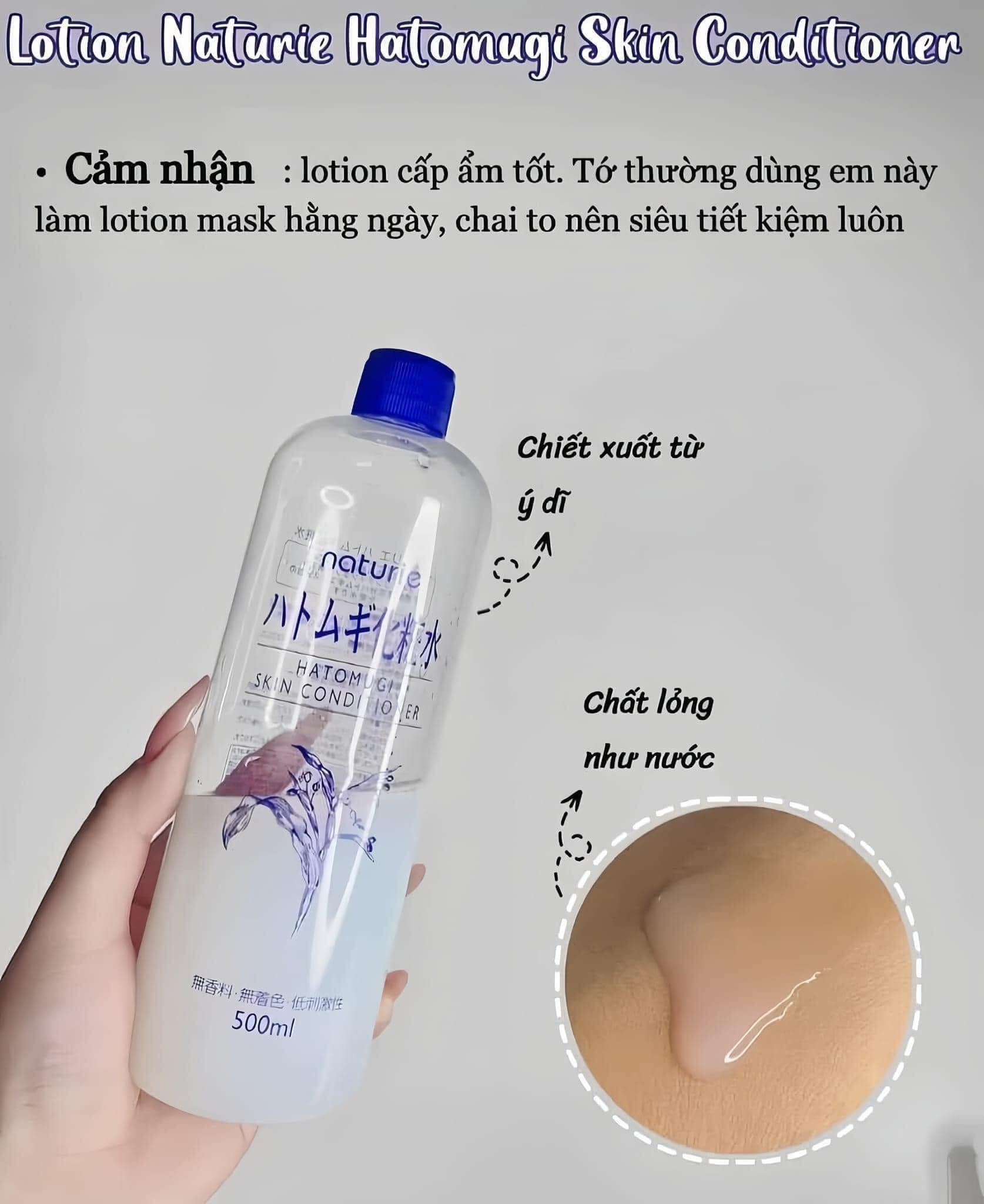 Nước Hoa Hồng Naturie Hatomugi Skin Conditioner 500ml Hạt Ý Dĩ