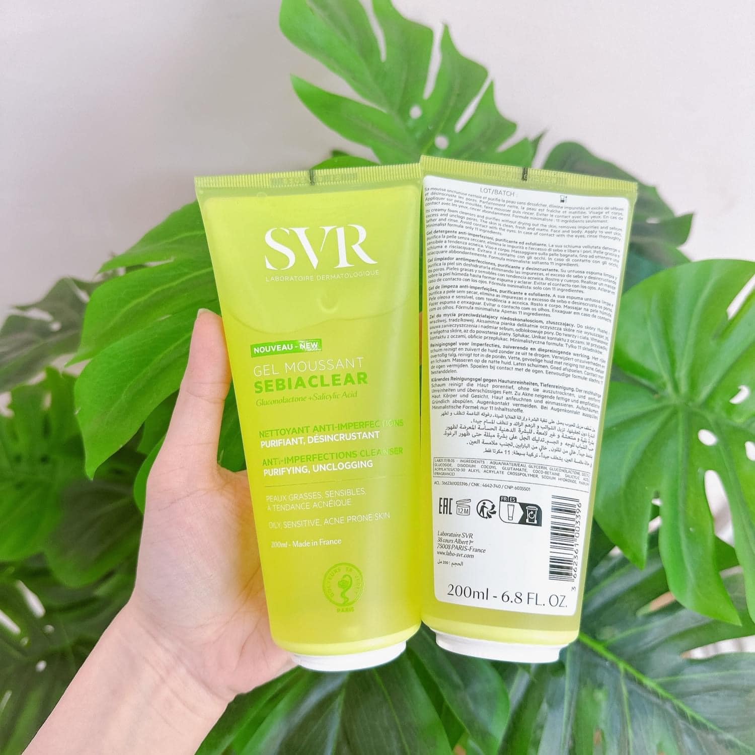 Gel rửa mặt SVR Sebiaclear Gel Moussant 200ml làm sạch không chứa xà phòng và loại bỏ tế bào da chết