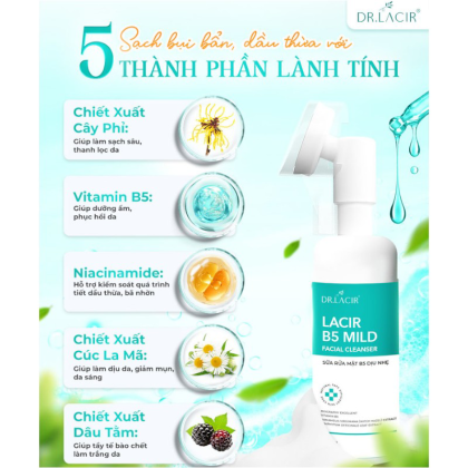 Lacir B5 Mild Facial Cleanser Sữa Rửa Mặt Dịu Nhẹ Dr Lacir