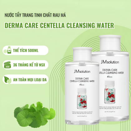 Nước tẩy trang JMSolution Derma Care Centella Cleansing Water Clear giúp loại bỏ lớp trang điểm và làm sạch da