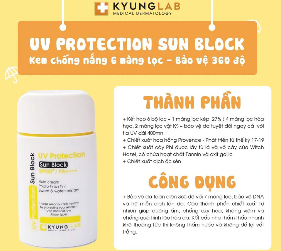 Kem chống nắng Kyung Lab UV Protection Sun Block với chỉ số chống nắng cực cao SPF50+ PA++++