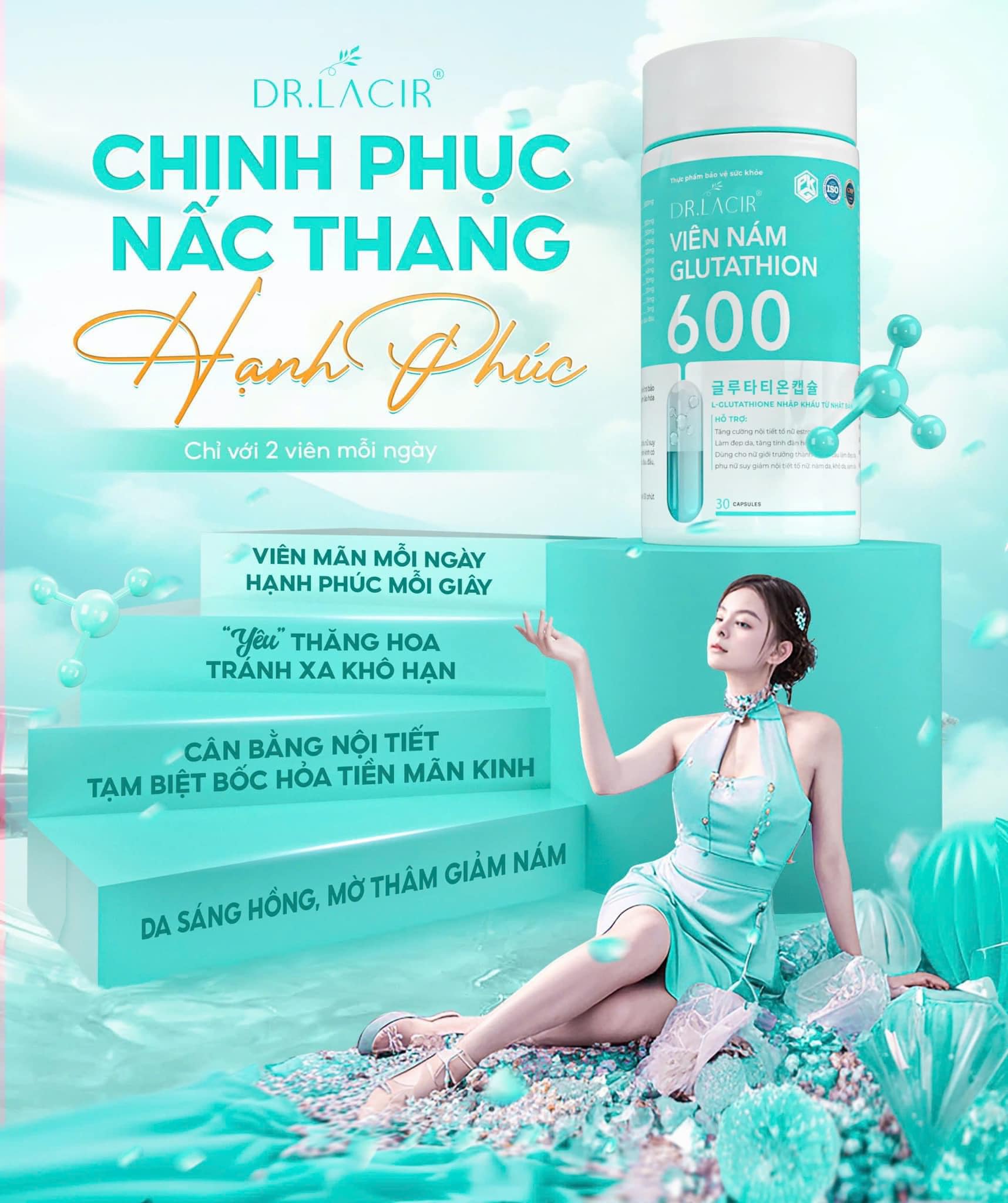 Viên uống trắng da  Glutathione 600 Dr Lacir được đánh giá cao về hiệu quả và độ an toàn