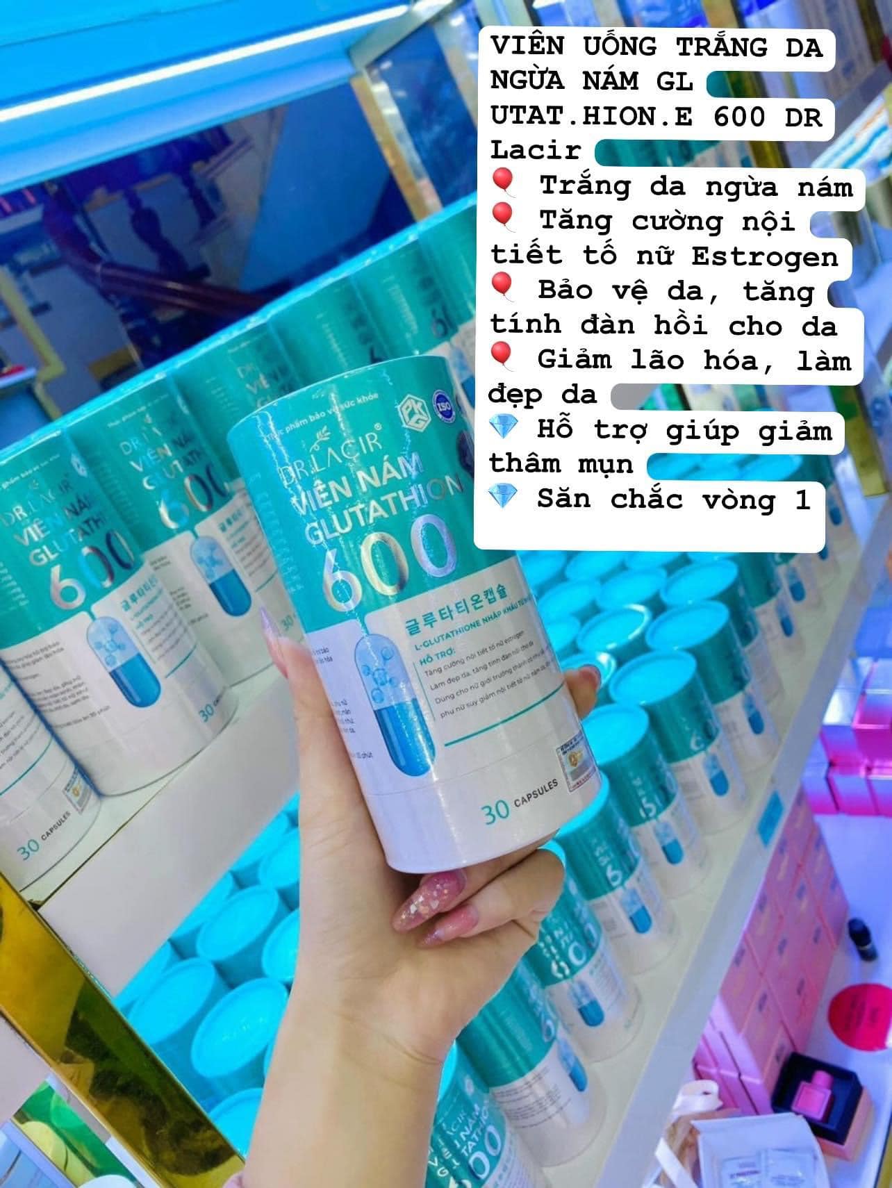 Viên uống trắng da  Glutathione 600 Dr Lacir được đánh giá cao về hiệu quả và độ an toàn