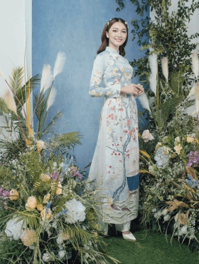 Bán sỉ áo dài truyền thống vải gấm hoa