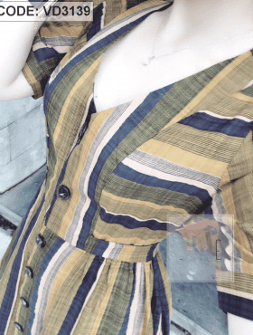 Đầm thun sọc vải lụa hàn 2 màu