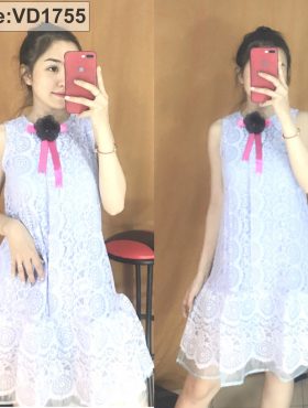 Đầm ren xanh kết hoa