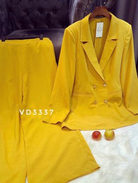 Set áo vest quần dài màu vàng( ko kèm áo trong)