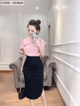 Sài Gòn sỉ set áo hồng phối chân váy body