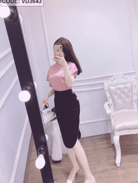 Sài Gòn sỉ set áo hồng phối chân váy body