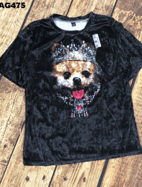 Xưởng sỉ áo thun in chó vương miện chất vải nhung tuyết cao cấp