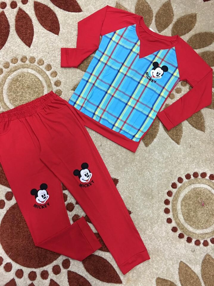 Bộ đồ áo tay dài áo phối sọc Mickey