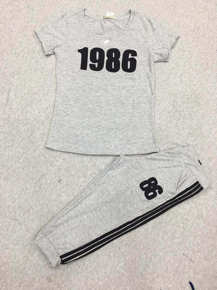 Bộ đồ nữ đẹp quần lỡ 1986 phối sọc