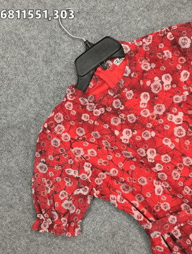 Váy đầm voan hoa in 3d màu đỏ