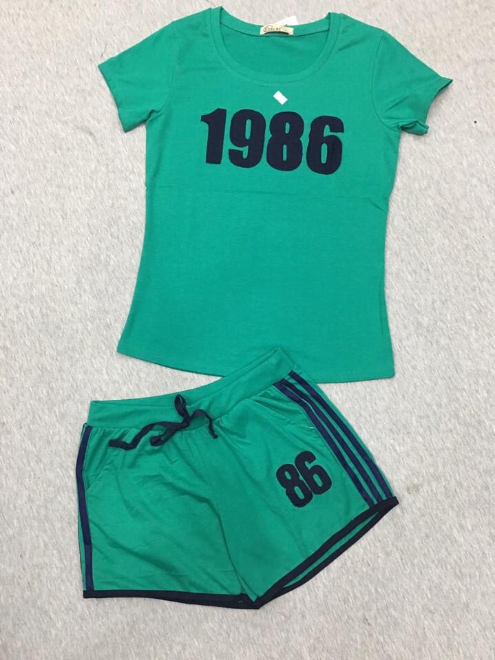 Đồ bộ quần đùi 1986 thun thêu đắp nổi