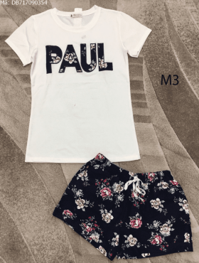 Đồ bộ quần ngắn áo trắng PAUL
