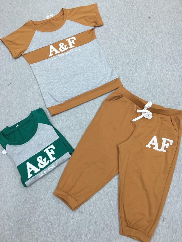 Đồ bộ quần lửng thun cotton phối màu A & F