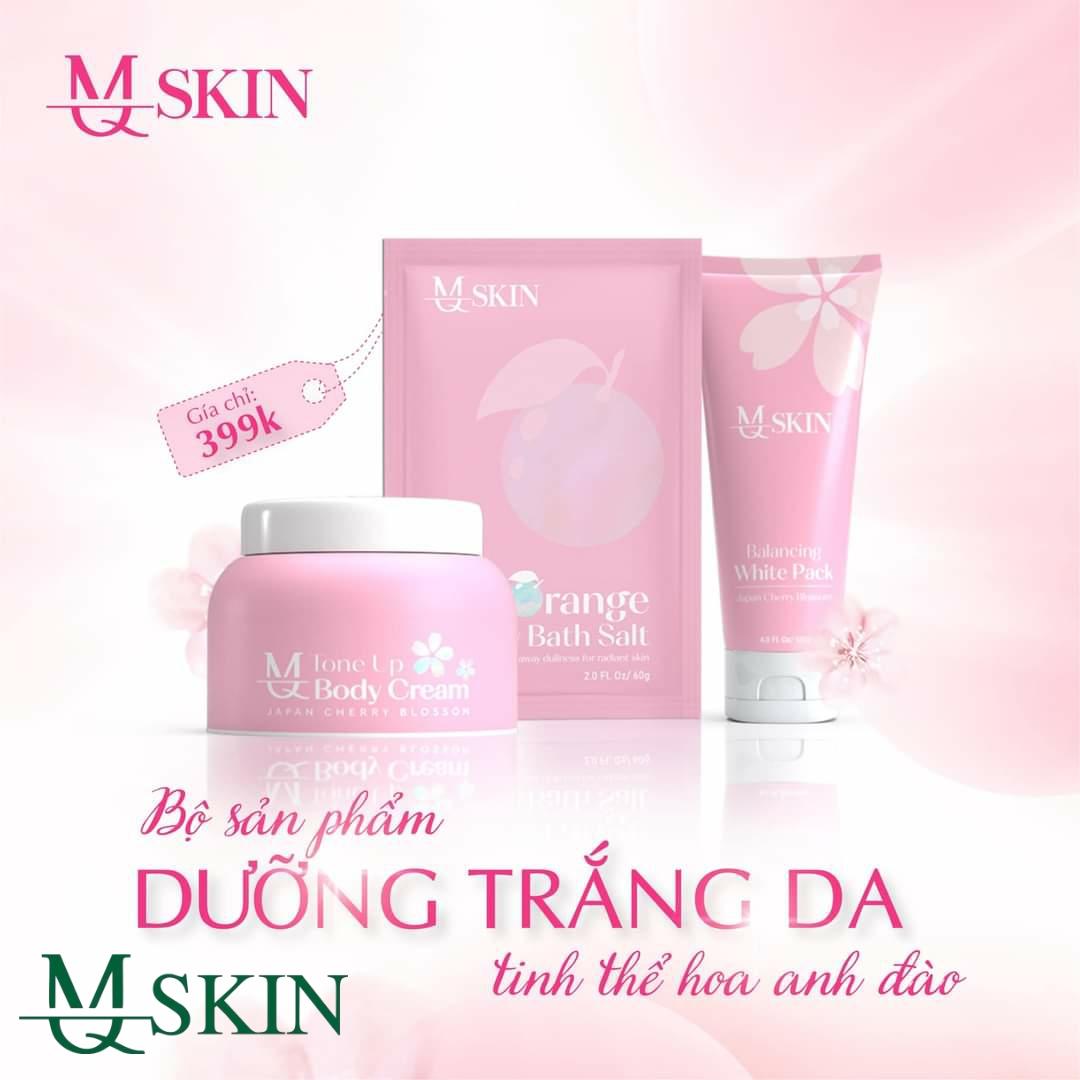 Bộ mỹ phẩm MQ Skin dưỡng trắng body da hoa anh đào chính hãng