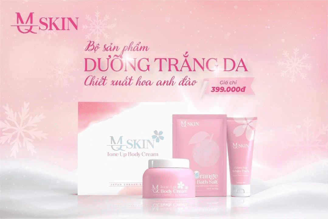 Bộ mỹ phẩm MQ Skin dưỡng trắng body da hoa anh đào chính hãng