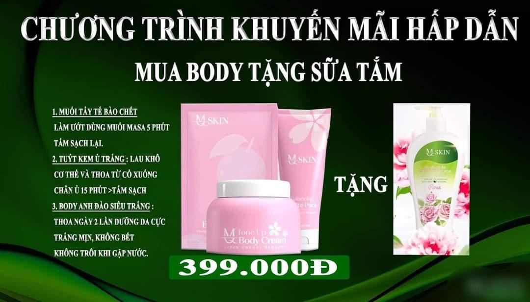 Bộ mỹ phẩm MQ Skin dưỡng trắng body da hoa anh đào chính hãng