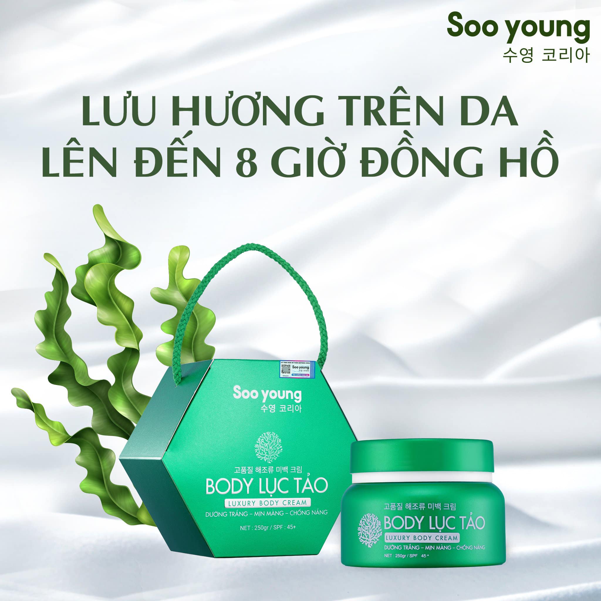 Kem Body Lục Tảo cho da bật tone trắng hồng mịn màng chỉ sau 10 giờ