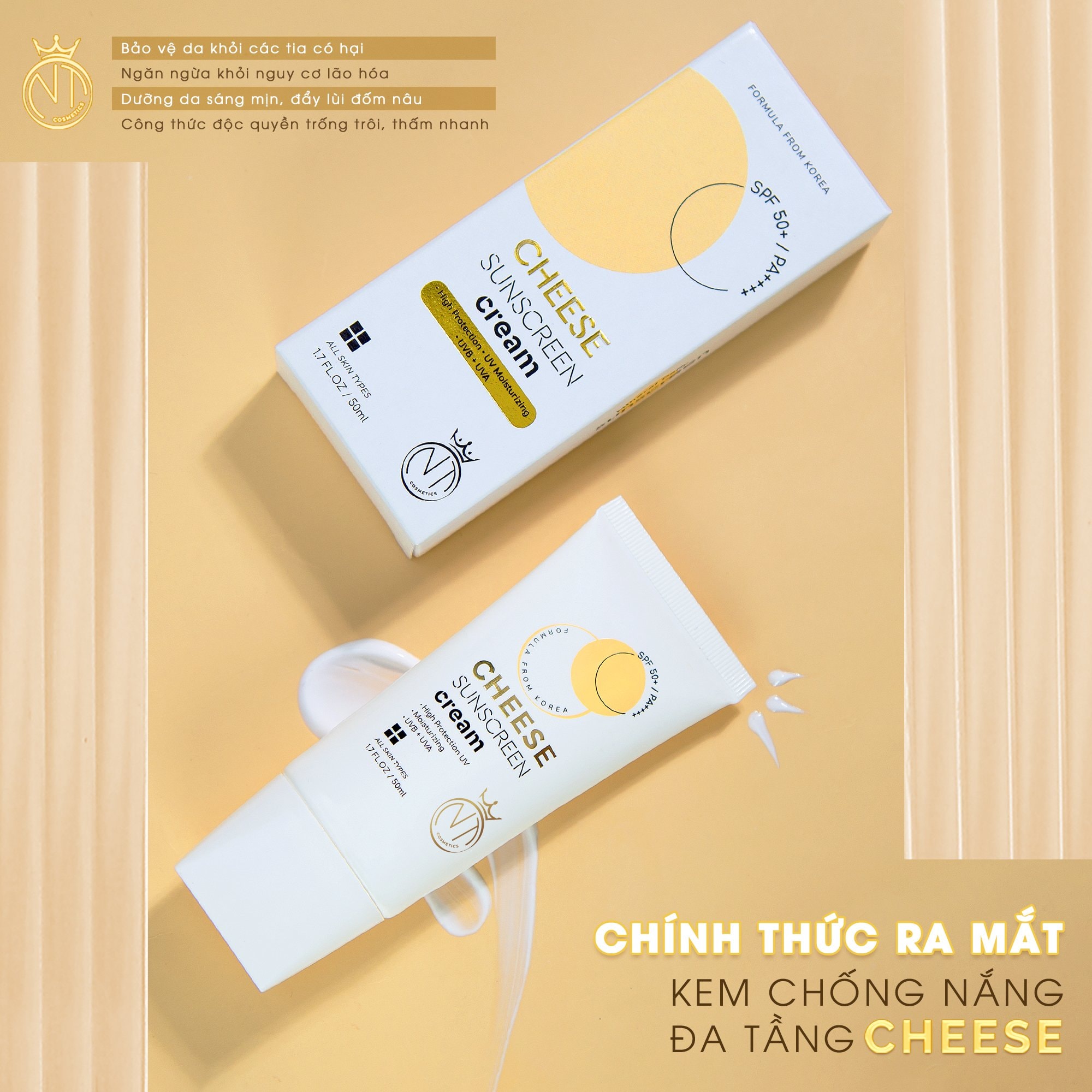 Kem chống nắng Cheese Sunscreen Cream vật bất ly thân của chị em