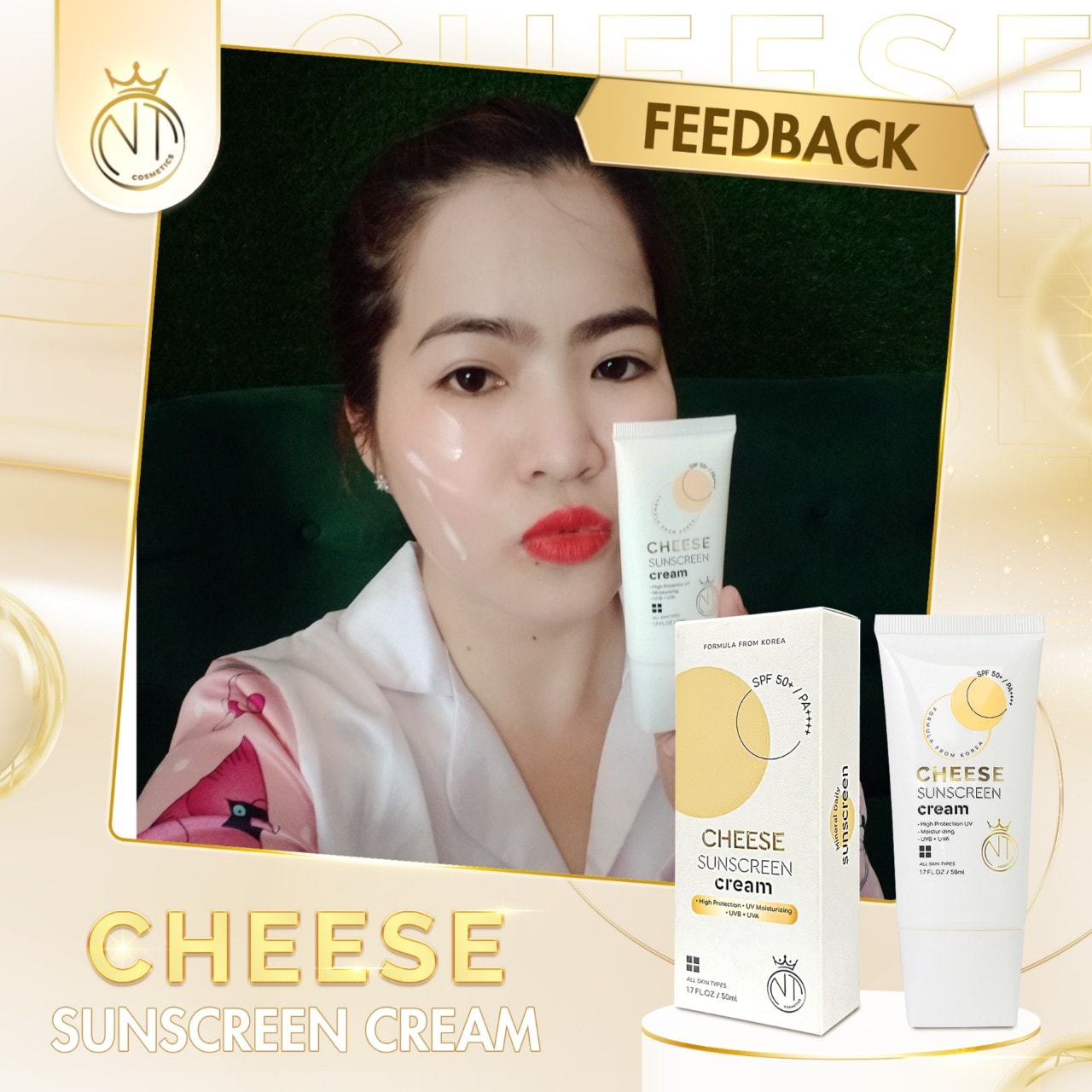 Kem chống nắng Cheese Sunscreen Cream nắng có gắt đến mấy gặp em cũng chào thua