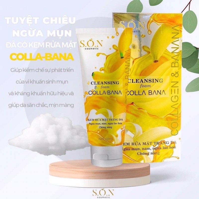 Tuyệt chiêu ngừa mụn - khắc phục khô da có kem rửa mặt chuối Collagen Bana