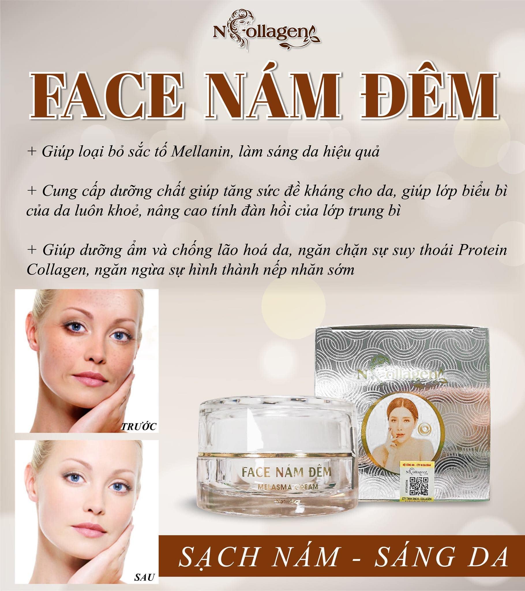 Tạm Biệt Nám Da-Tự Tin Tỏa Sáng Với Kem Face Nám Đêm N.COLLAGEN