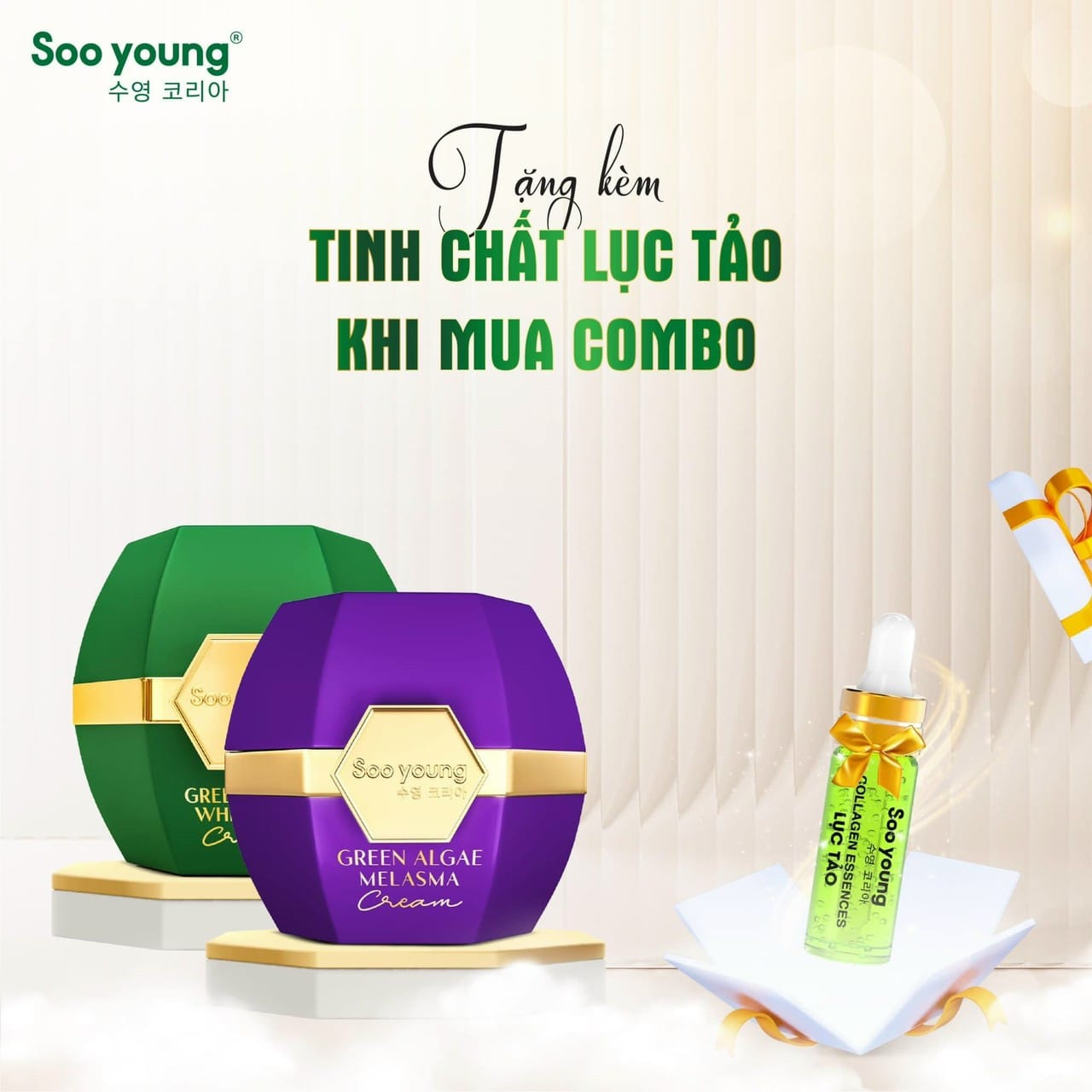 Combo Kem Face Nám Và Kem Dưỡng Da Lục Tảo Nhà Soo Young Đang Khuynh Đảo Hội Chị Em💥💥