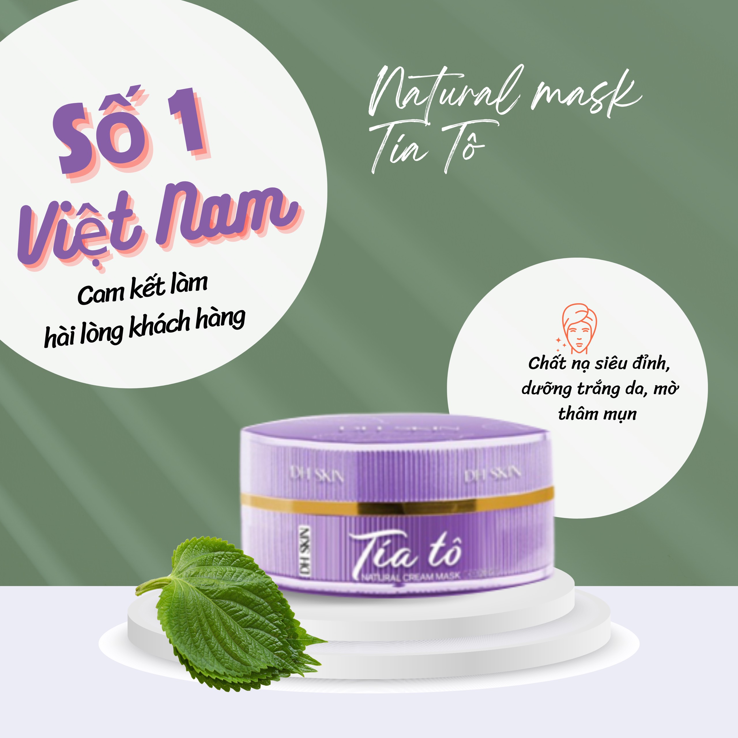 Mặt Nạ Tía Tô DH SKIN Giúp giảm Mụn Nám Thâm Sạm Hiệu Quả