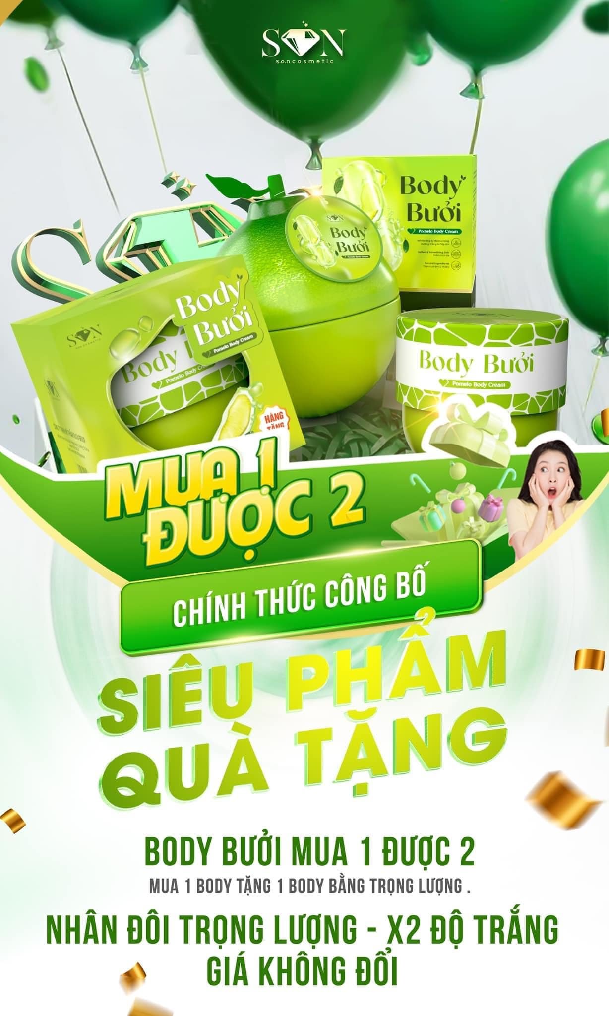 Kem Body Bưởi Mỹ Phẩm SON Group Mua 1 Tặng 1