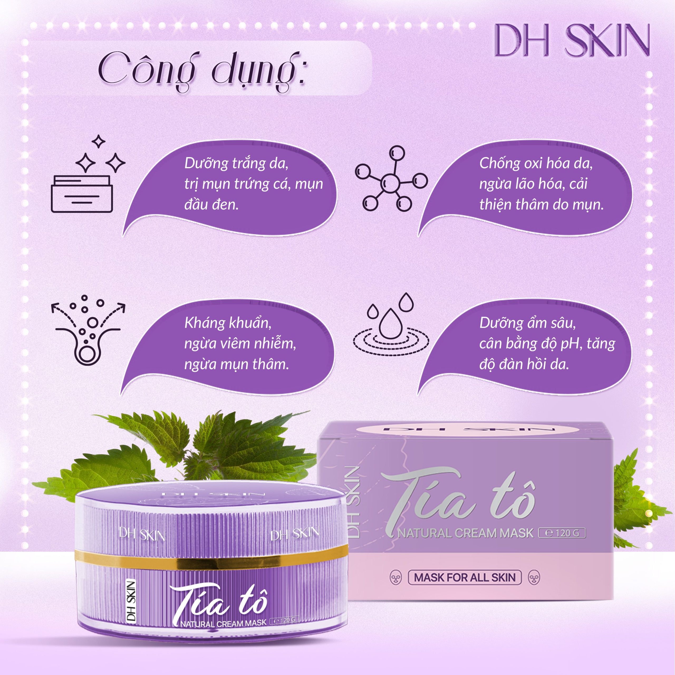 Mặt Nạ Tía Tô DH Skin Dành Cho Da Sạm Nám