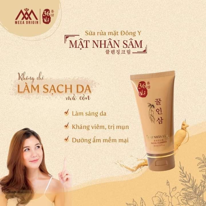 Cùng làm sạch mụn hạn chế gây mụn với sữa rửa mặt mật nhân sâm 36 vị Meea