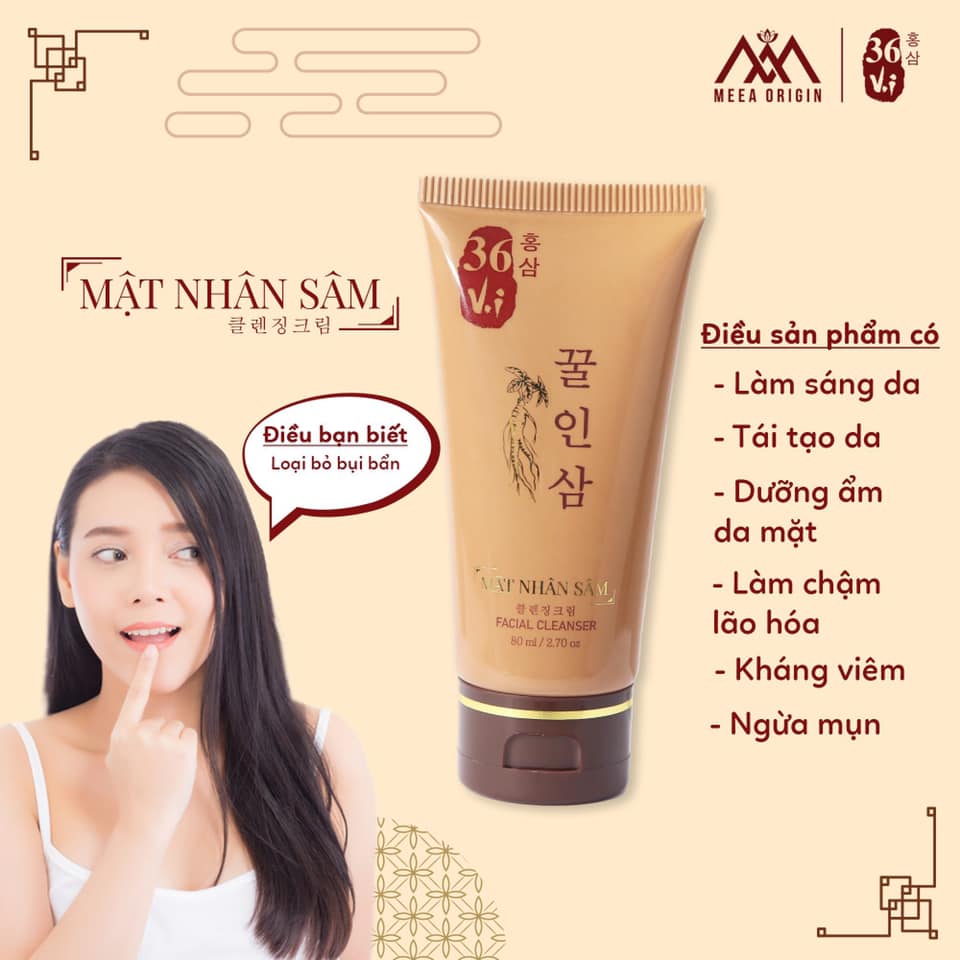 Cùng làm sạch mụn hạn chế gây mụn với sữa rửa mặt mật nhân sâm 36 vị Meea