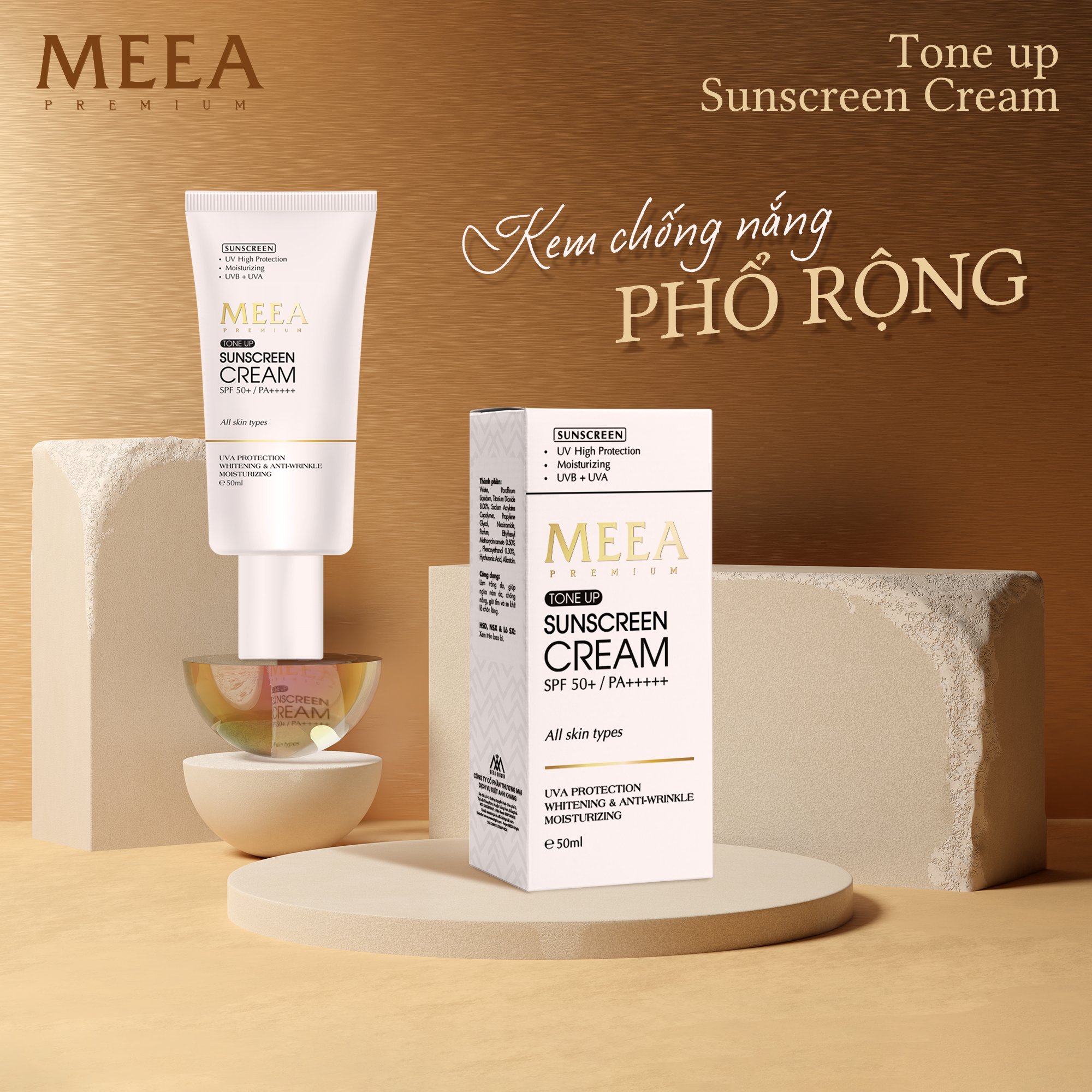 Kem chống nắng Meea Origin Sun Cream 50ml cội nguồn chống lão hóa