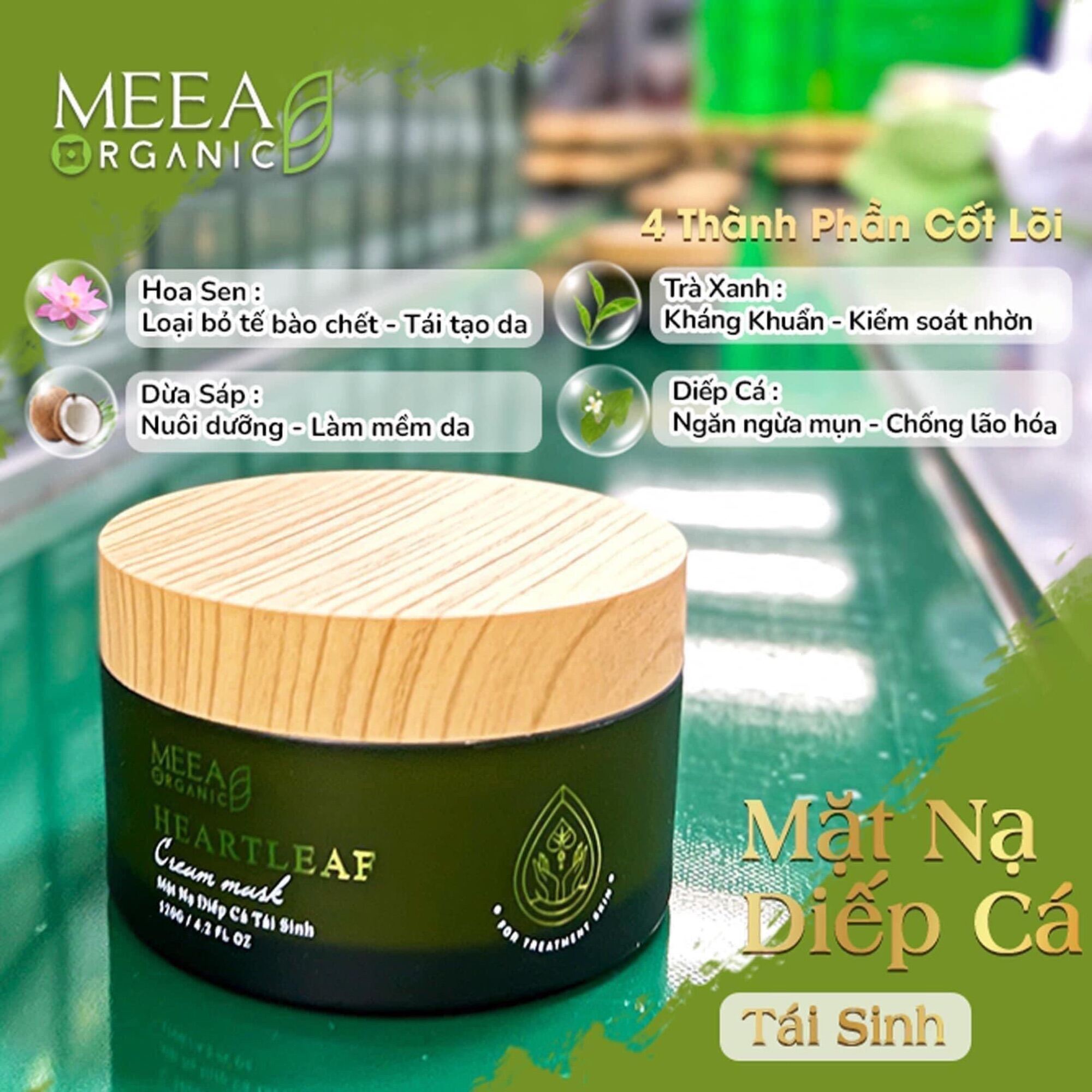 Mặt nạ diếp cá tái sinh Meea Organic giải pháp cho làn da khô