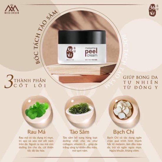 Peel da tảo sâm đông y 36 vị Meea Origin gải pháp peel da tại nhà