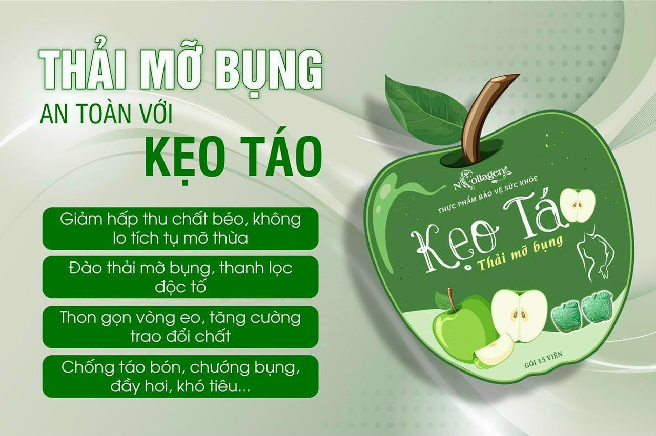 Kẹo Táo Ncollagen đỉnh cao công nghệ thải mỡ bụng an toàn tại nhà